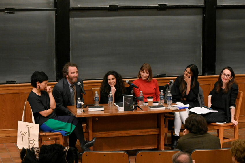 The Yale Review staff members seated around a table at a talk