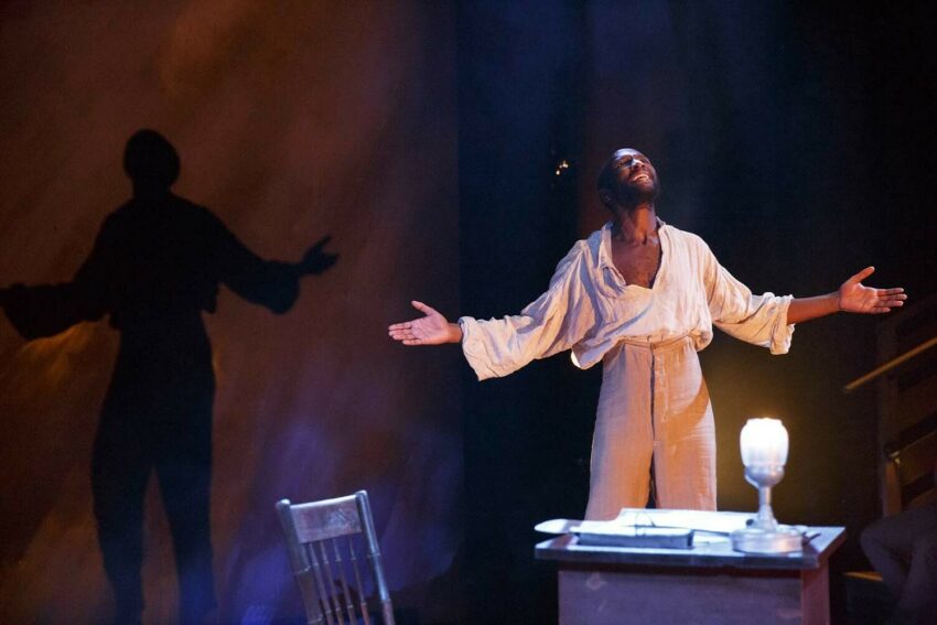 Phillip James Brannon performing a scene from Nat Turner in Jerusalem