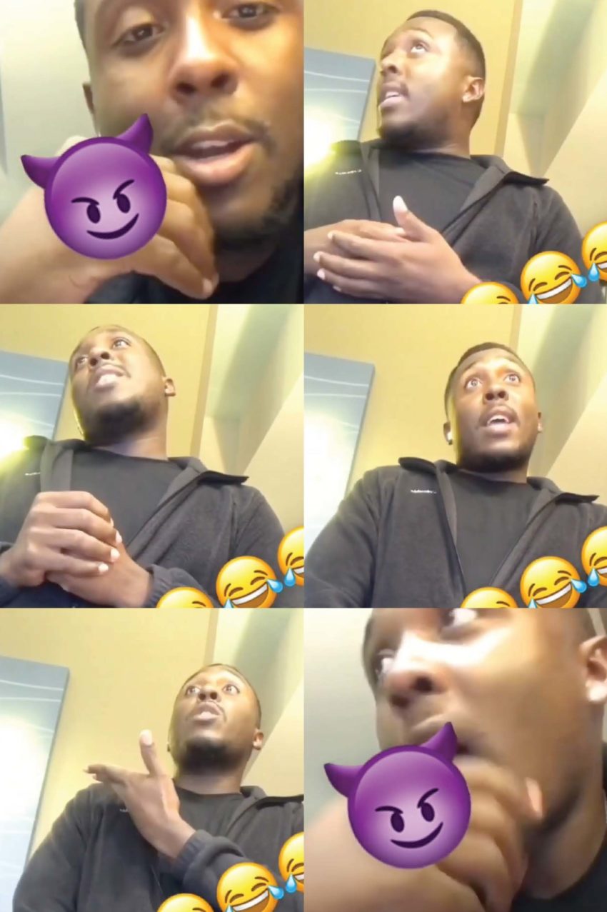 Stills of Craig Brooks speaking with purple devil and laughing emojis.