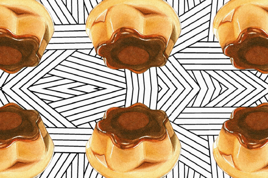 Graphic with pudding. Illustration by Laura Padilla Castellanos
