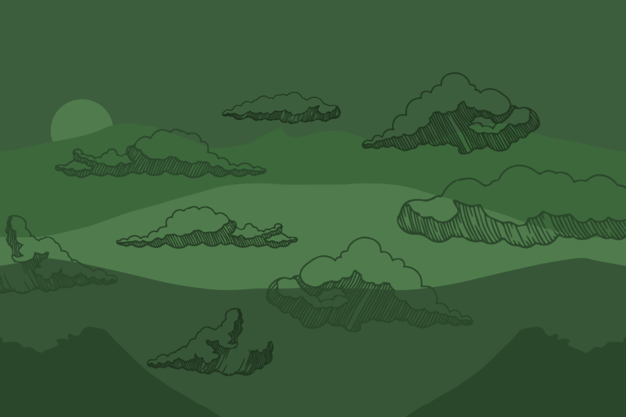 Illustration of mountains and clouds by Laura Padilla Castellanos