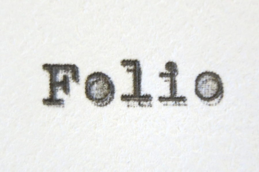 "Folio" in typewriter font