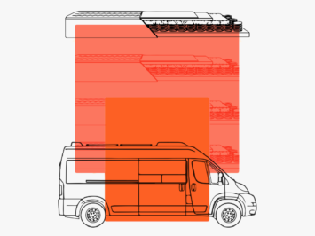 Graphic with a van and mattress. Illustration by Laura Padilla Castellanos