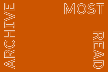 Most-Read Archival Pieces White Text on a Burnt-Orange Background