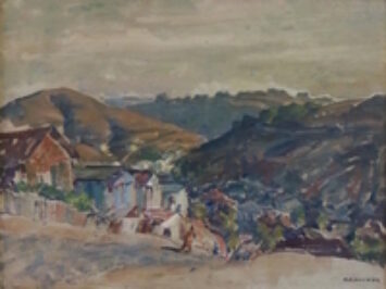 A painting of a hillside. Los Angeles hills by Mischa Askenazy, 1888-1961.