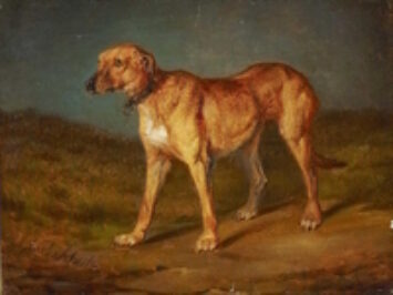 A painting of a dog. Rhodesian Ridgeback by Carl Friedrich Schulz.