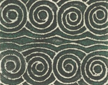 A swirling pattern on green background