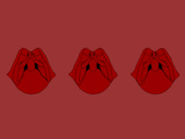 Graphic with lips and motioning hands by Tung Chau