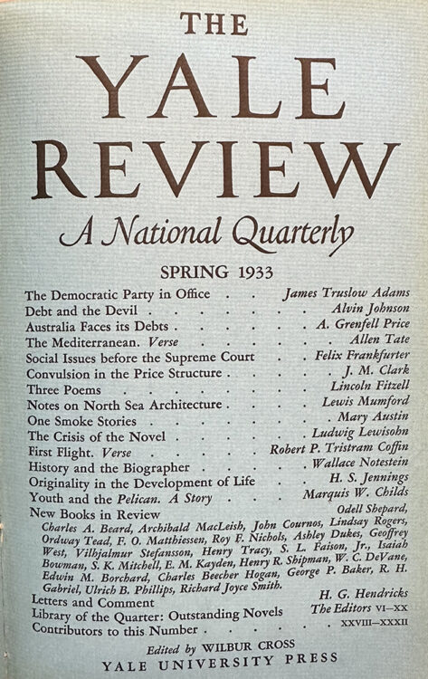 Spring 1933 cover image